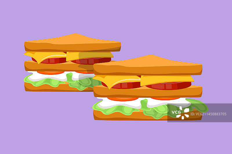 卡通扁平风格三明治图片素材