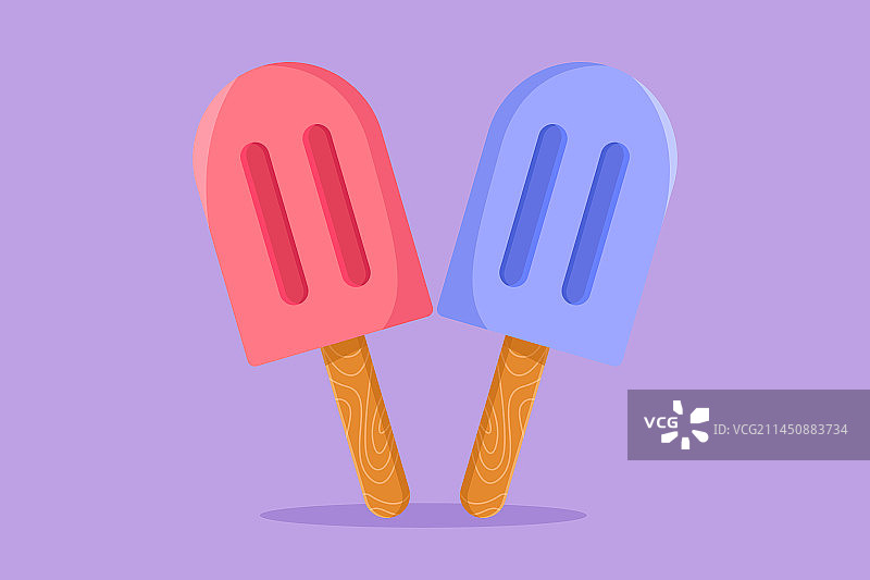 卡通扁平风格的新鲜甜味冰棒图片素材