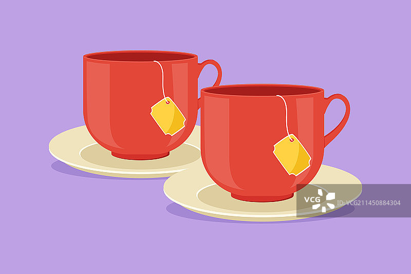 卡通扁平风格化茶杯插画图片素材