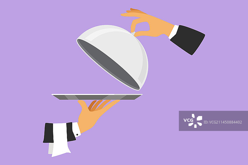 卡通扁平插画风格化打开的托盘盖图片素材