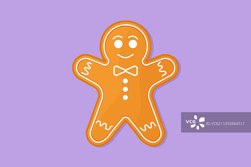 卡通扁平风格姜饼人糖霜图片素材