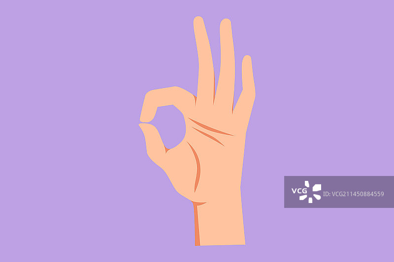 扁平风格人物绘画：OK手势图片素材