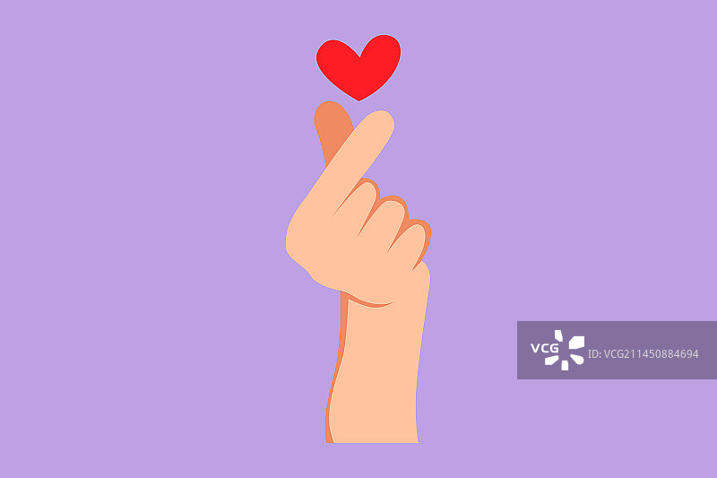 卡通扁平风格韩国爱心手势图片素材