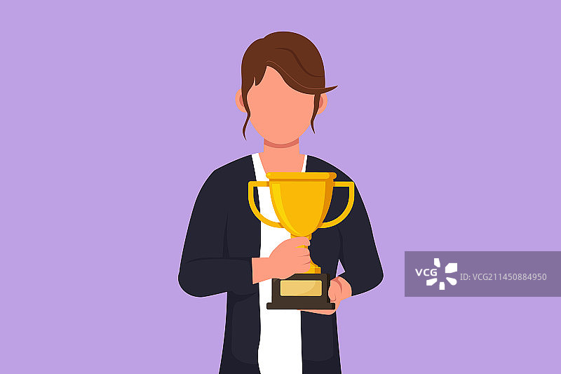 人物扁平绘画：快乐的女商人图片素材