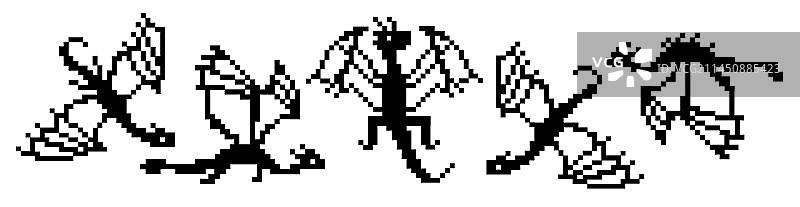 黑白像素龙大型合集图片素材