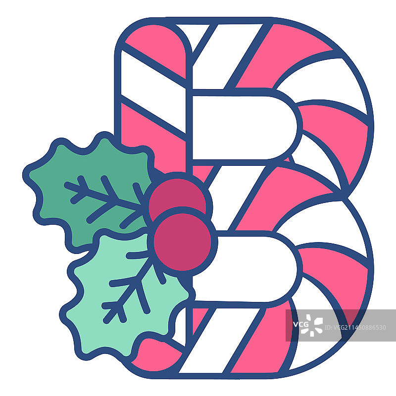 圣诞节糖果手杖字母B图片素材