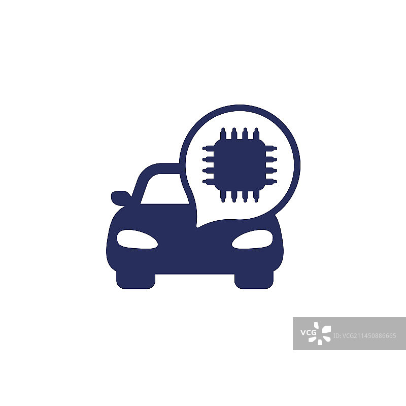 白色背景上的微芯片和汽车图标图片素材