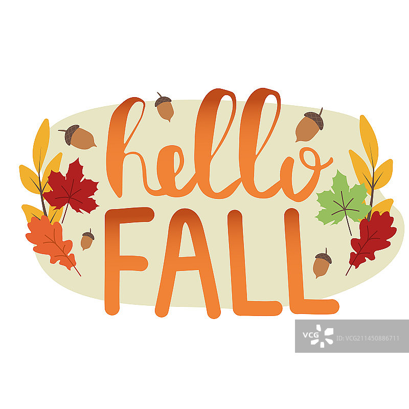 你好秋天可爱字母定制书法图片素材