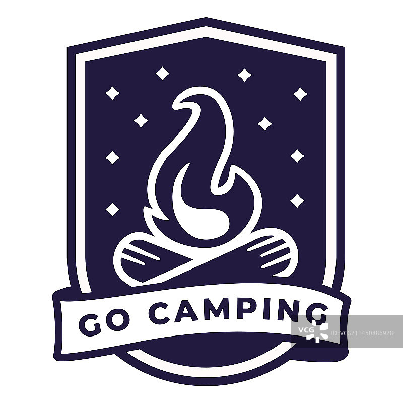 露营篝火盾牌标志图片素材