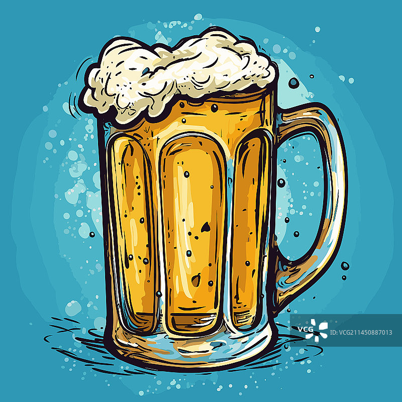 手绘漫画啤酒涂鸦图片素材