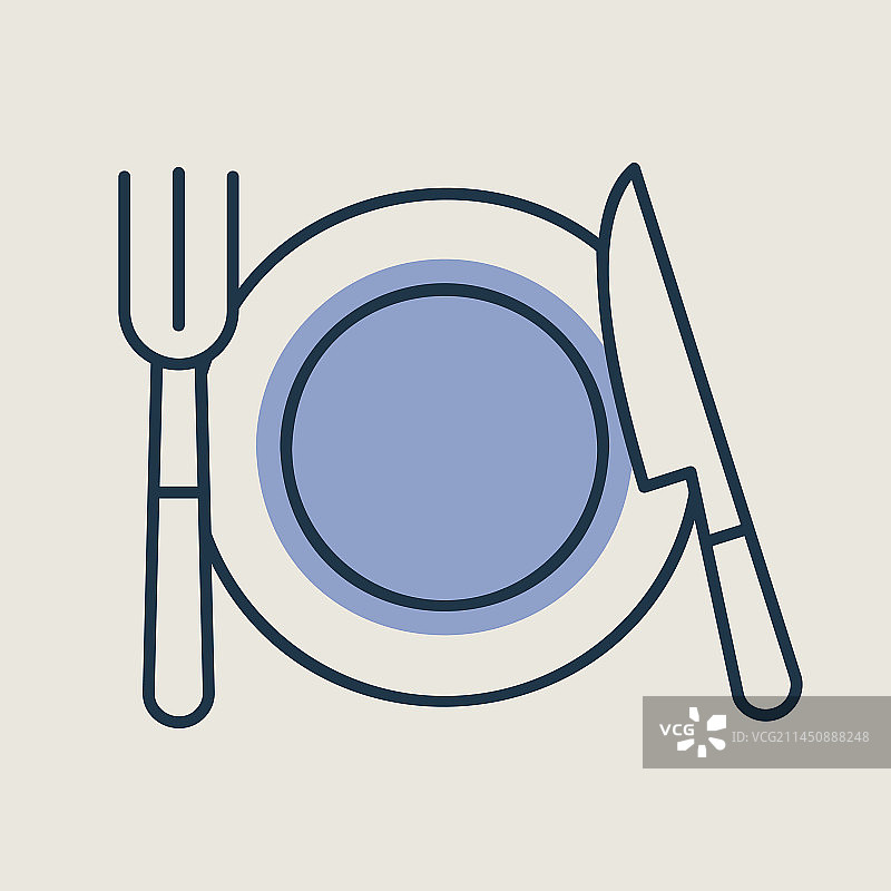 盘子、刀叉隔离图标图片素材