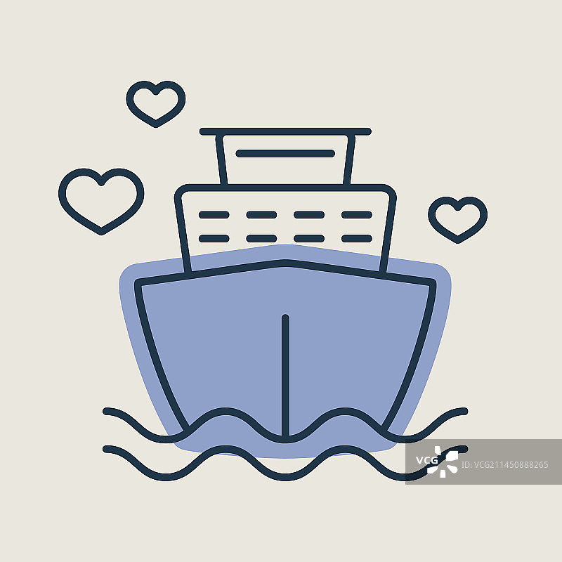 蜜月游轮隔离图标图片素材
