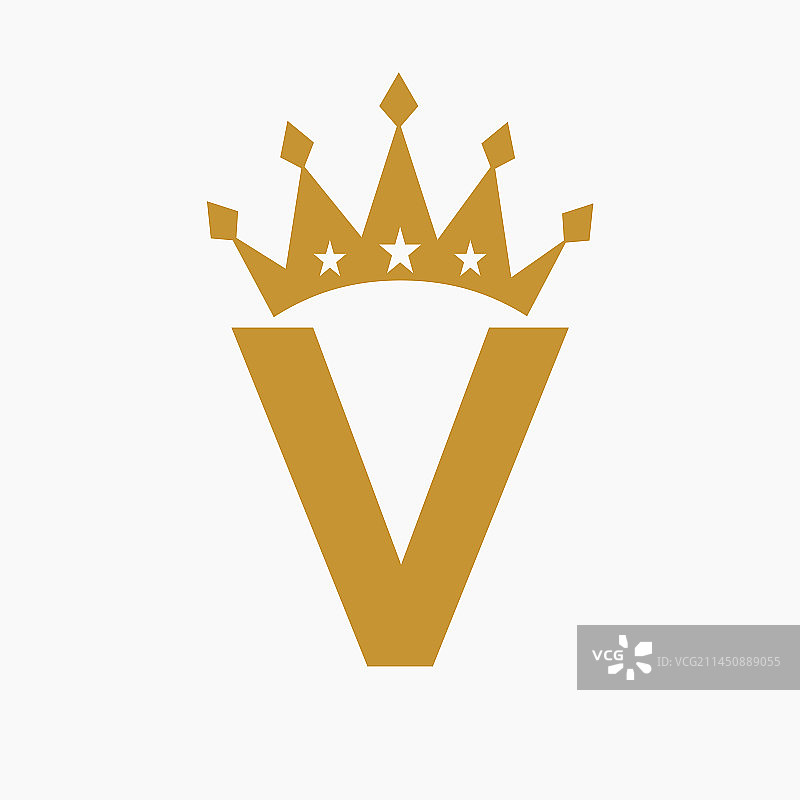 字母V皇冠Logo奢华符号图片素材