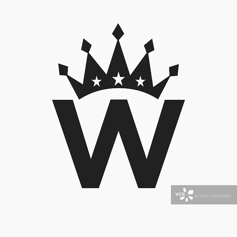 字母W奢华皇冠标志图片素材