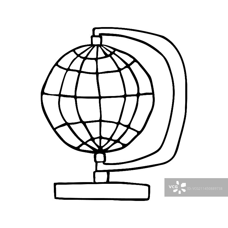 手绘复古风格地球对话框图片素材
