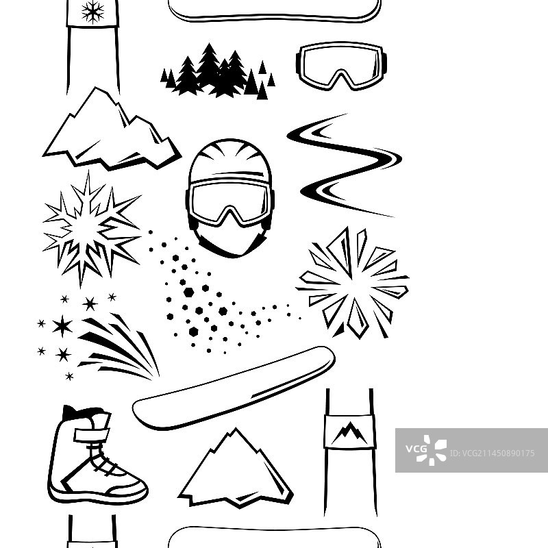 滑雪板冬季运动元素图案图片素材