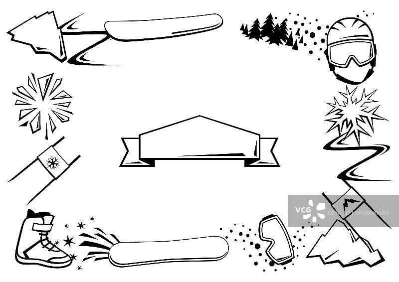 滑雪运动用品相框图片素材