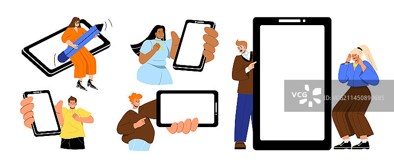 使用智能手机的人群图片素材