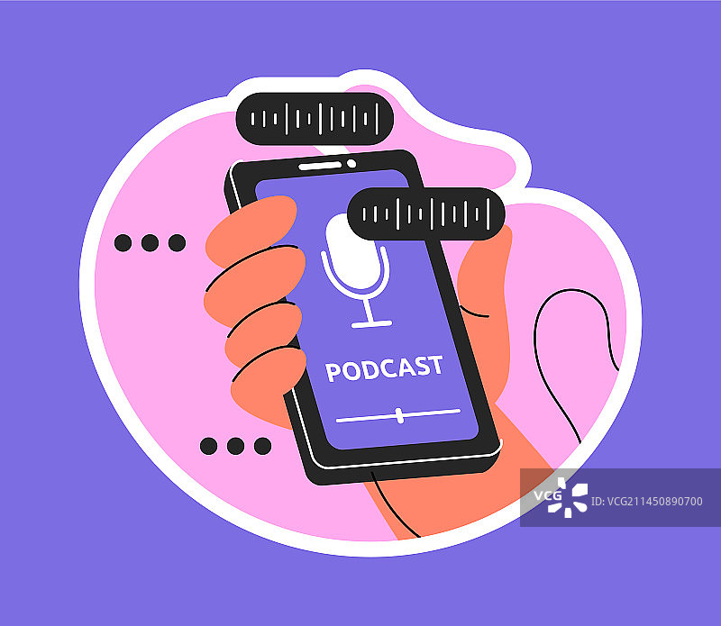 播客元素概念贴纸图片素材