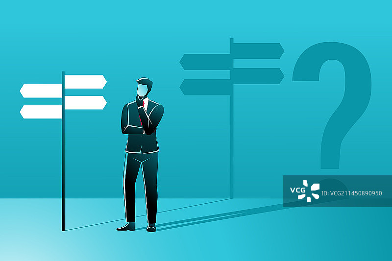 思考并做出选择的困惑商人图片素材