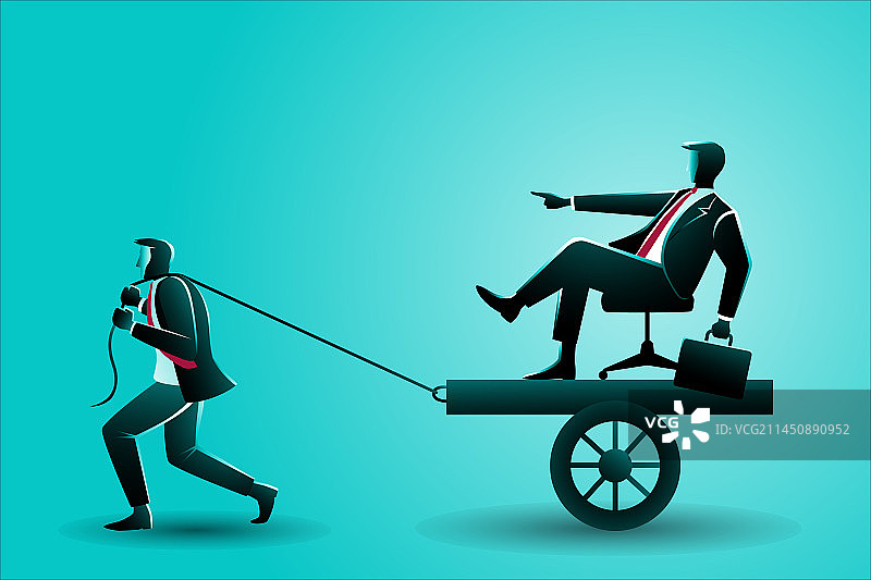 商业概念：商人拉着老板图片素材