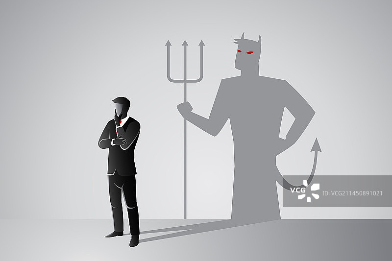 商业概念：拥有邪恶面的商人图片素材