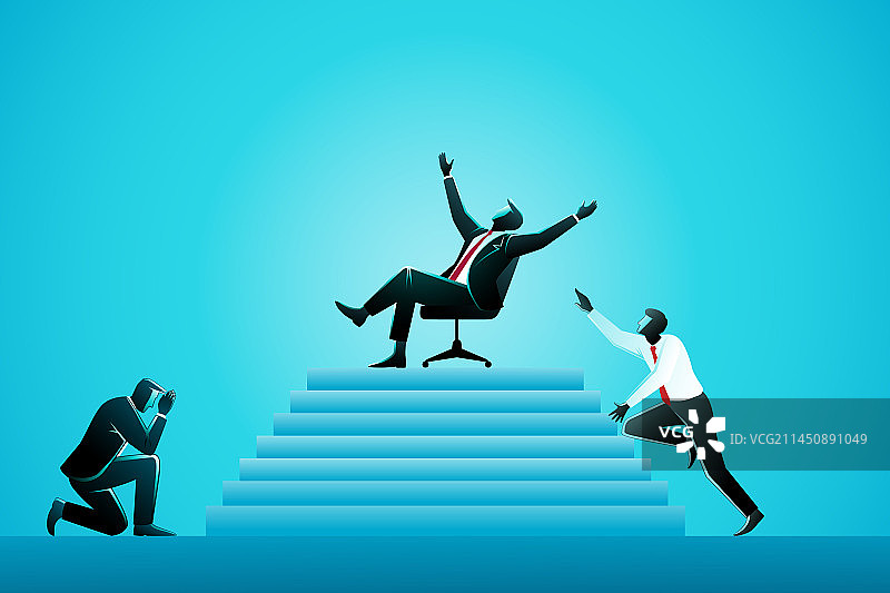 两个商人跪下的商业概念图片素材