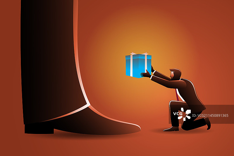 小商人赠送盒子的商务概念图片素材