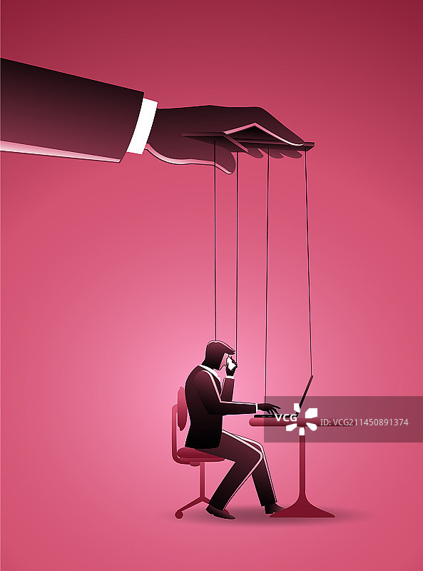 商人使用笔记本电脑被控制图片素材