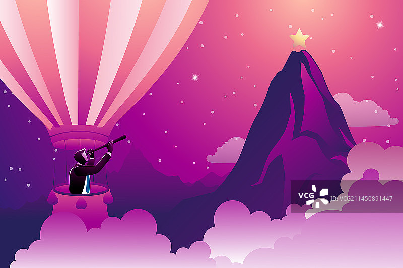 商务概念：热气球上的商人图片素材