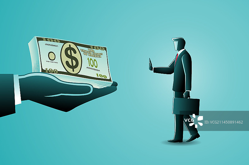 商业概念：商人拒绝金钱图片素材