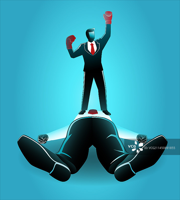 商业概念：戴拳击手套的商人图片素材