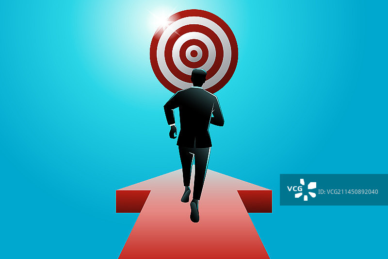 走在箭头上的商人商务理念图片素材