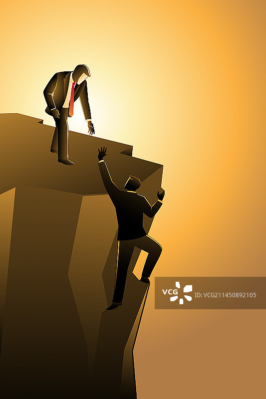 商业概念：商人帮助他的朋友图片素材