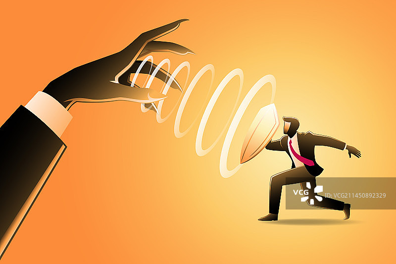 商业概念：商务人士与盾牌图片素材