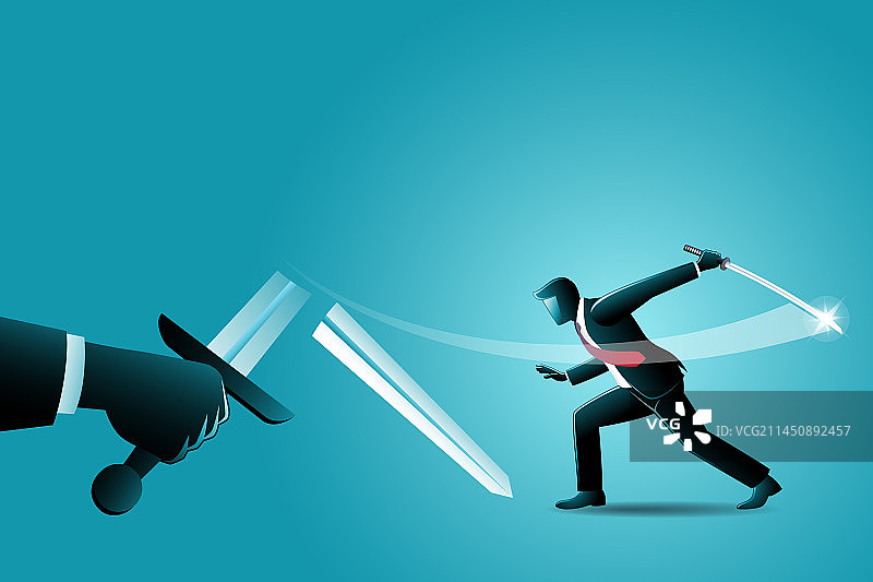 商业概念：商人挥剑图片素材