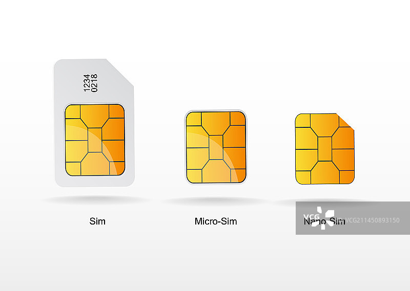 白色背景上的SIM卡概念图图片素材