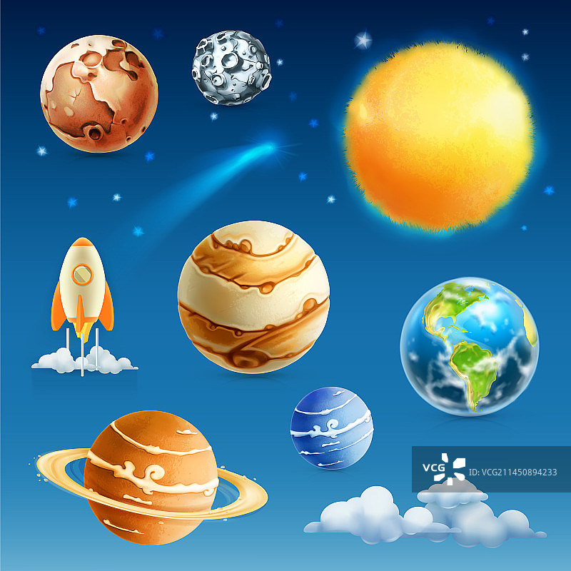太空和行星图标合集图片素材