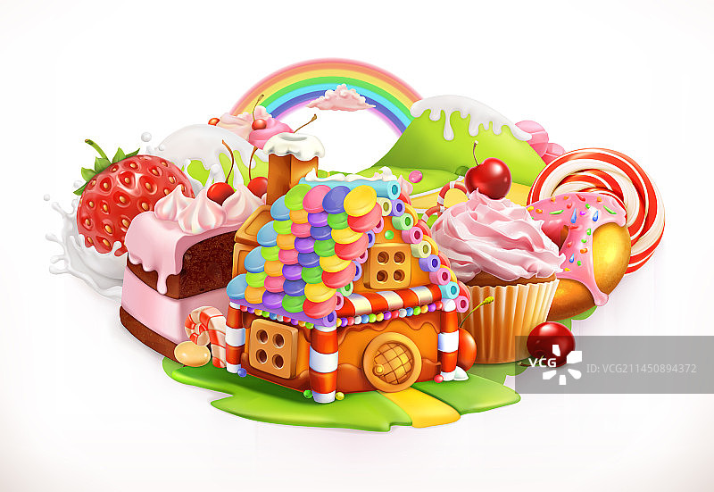 甜蜜小屋：糖果与甜点3D模型图片素材
