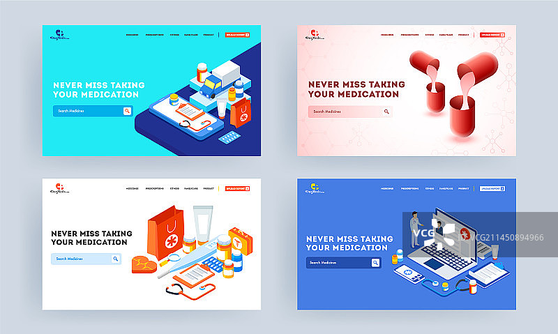 智能手机着陆页设计套装图片素材