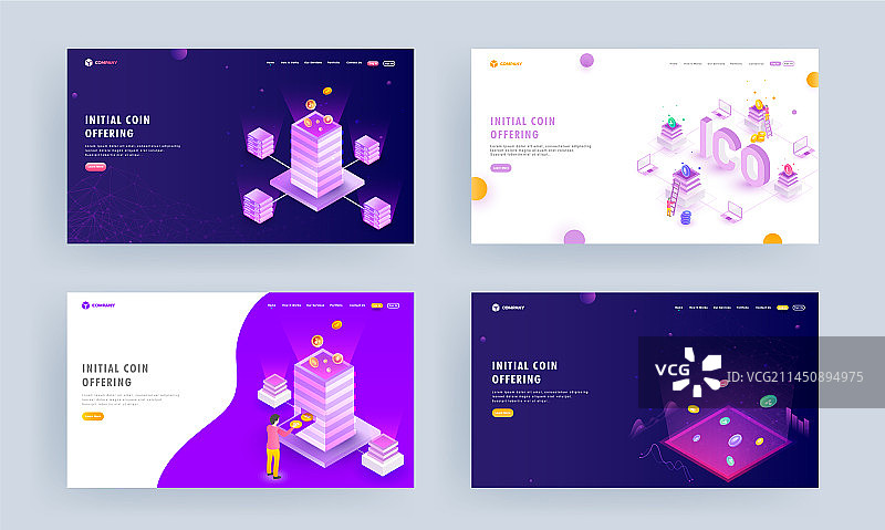 一组登陆页或英雄拍摄与3d服务器图片素材