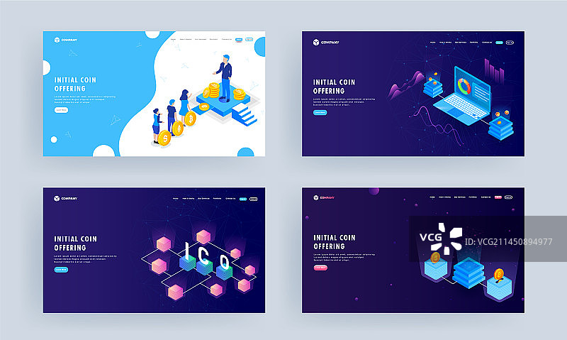 初始代币发行概念落地页图片素材