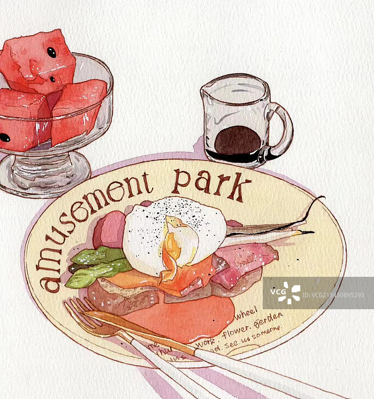 健康早餐牛奶煎蛋和面包图片素材