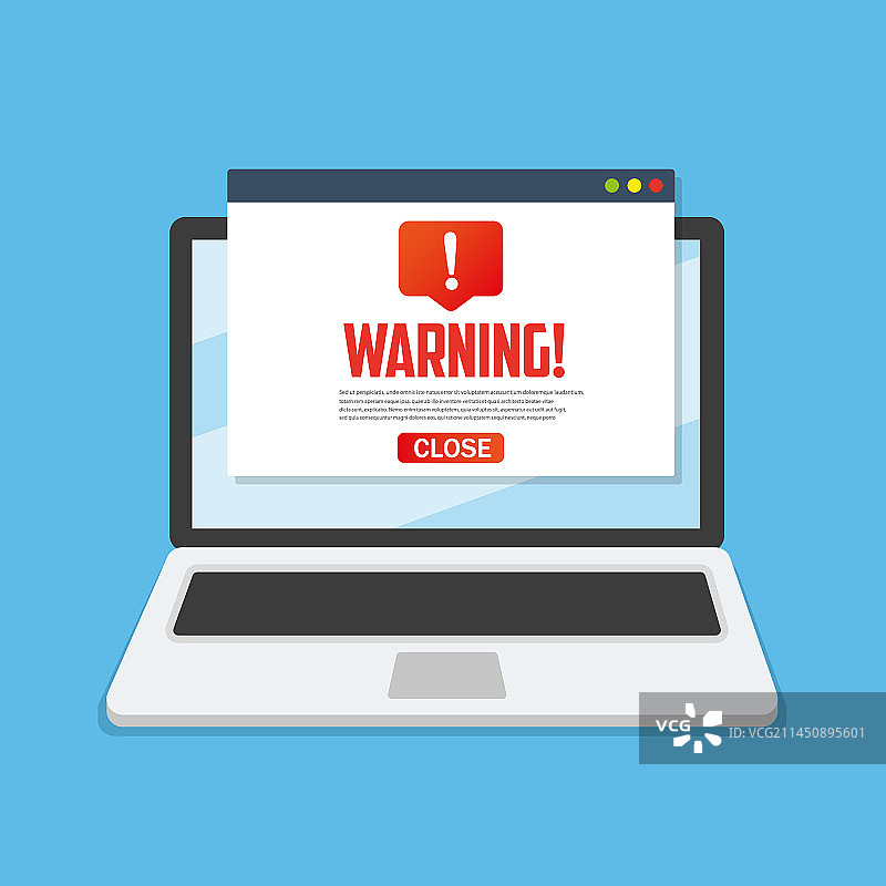 笔记本电脑警报通知概念警告垃圾邮件图片素材