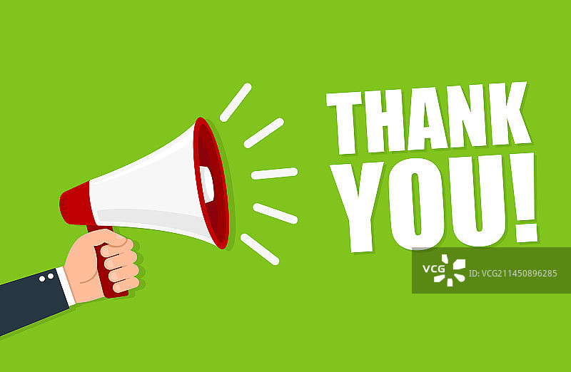 手持扩音器，感谢文字图片素材