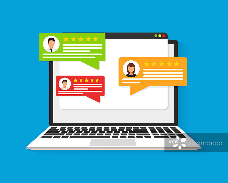 用户评论扁平图标或反馈扁平图标样式图片素材