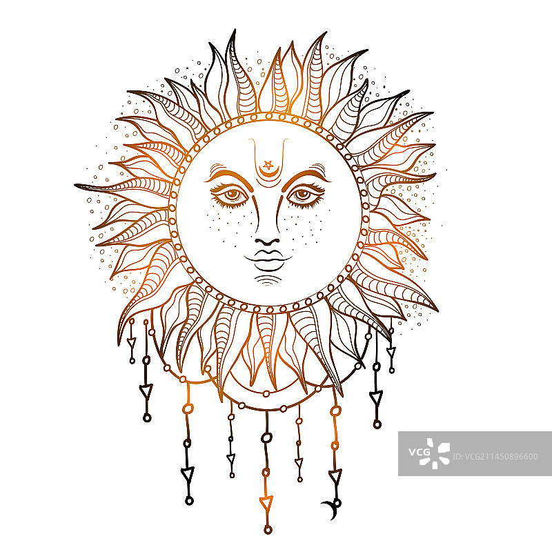 手绘光泽太阳图片素材