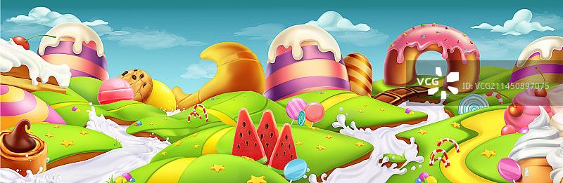 甜美风景全景3D背景图片素材