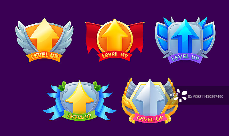 游戏升级徽章和获胜图标奖励等级图片素材
