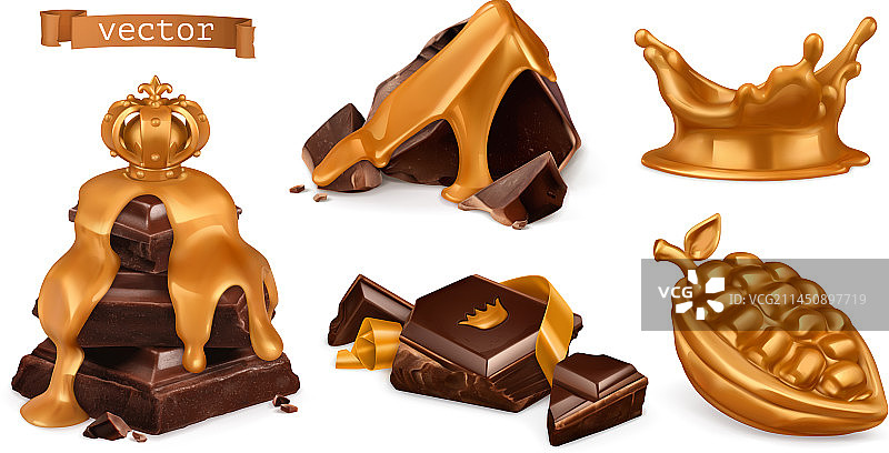 金色和巧克力色3D逼真素材图片素材